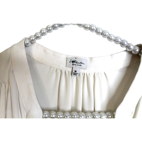 Aritzia t. babaton 100% Silk Cream Mini Dress with Tie Waist Size M - Picture 3 of 5